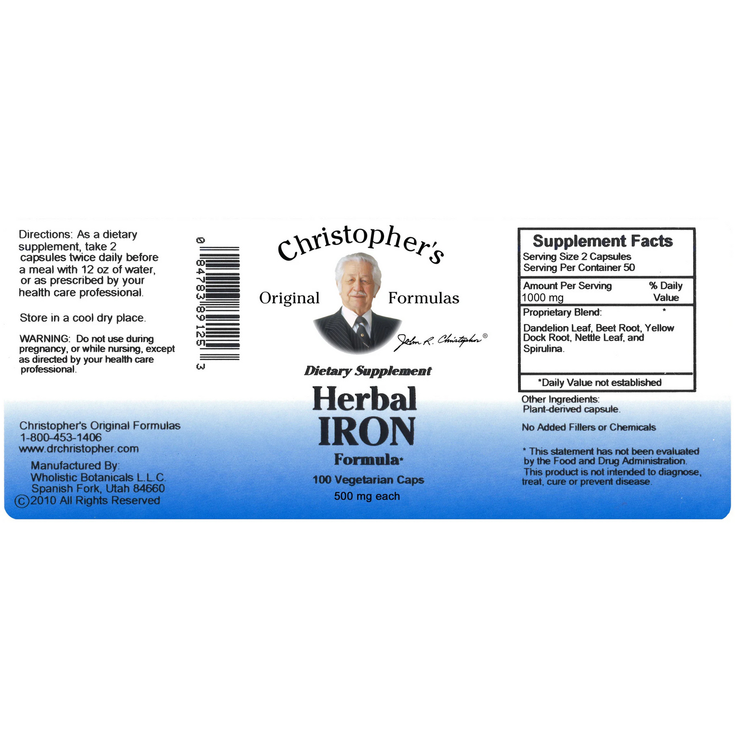 Herbal Iron Capsule (100 Capsules)- Dr. Christopher's Original Formulas