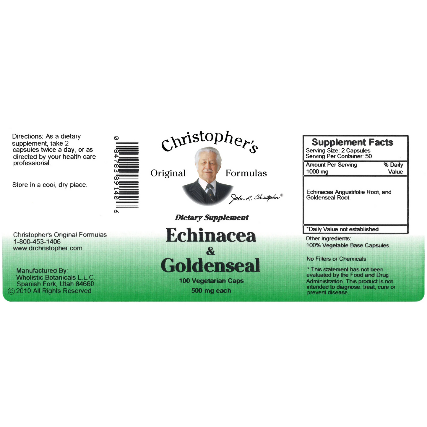 Echinacea & Goldenseal Capsule (100 Capsules) - Dr. Christopher's Original Formulas