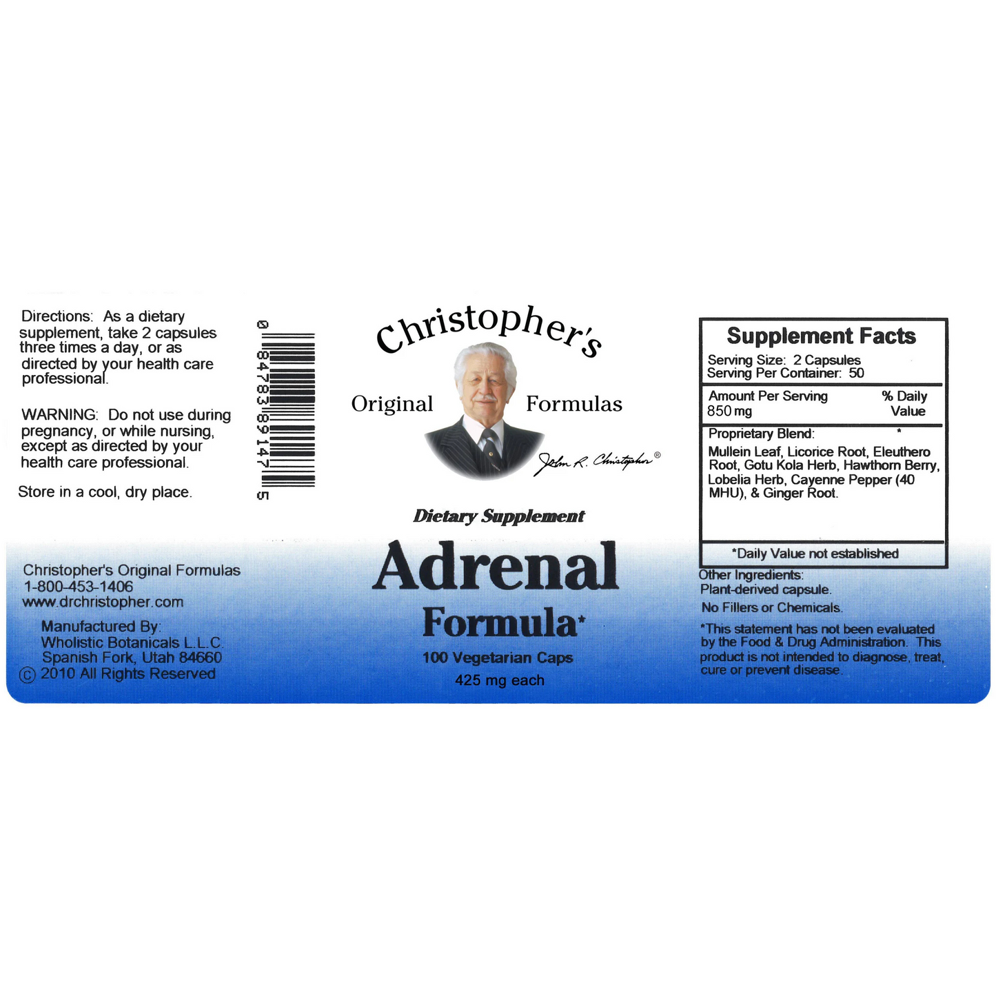 Adrenal Formula Capsule (100 Capsules) - Dr. Christopher Original Formulas