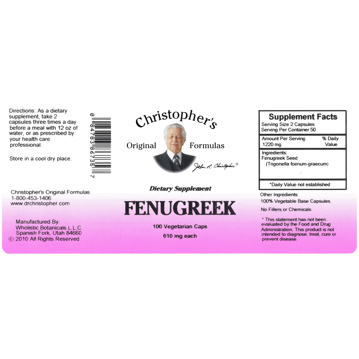 Fenugreek Seed Capsule (100 Capsules) - Dr. Christopher's Original Formulas