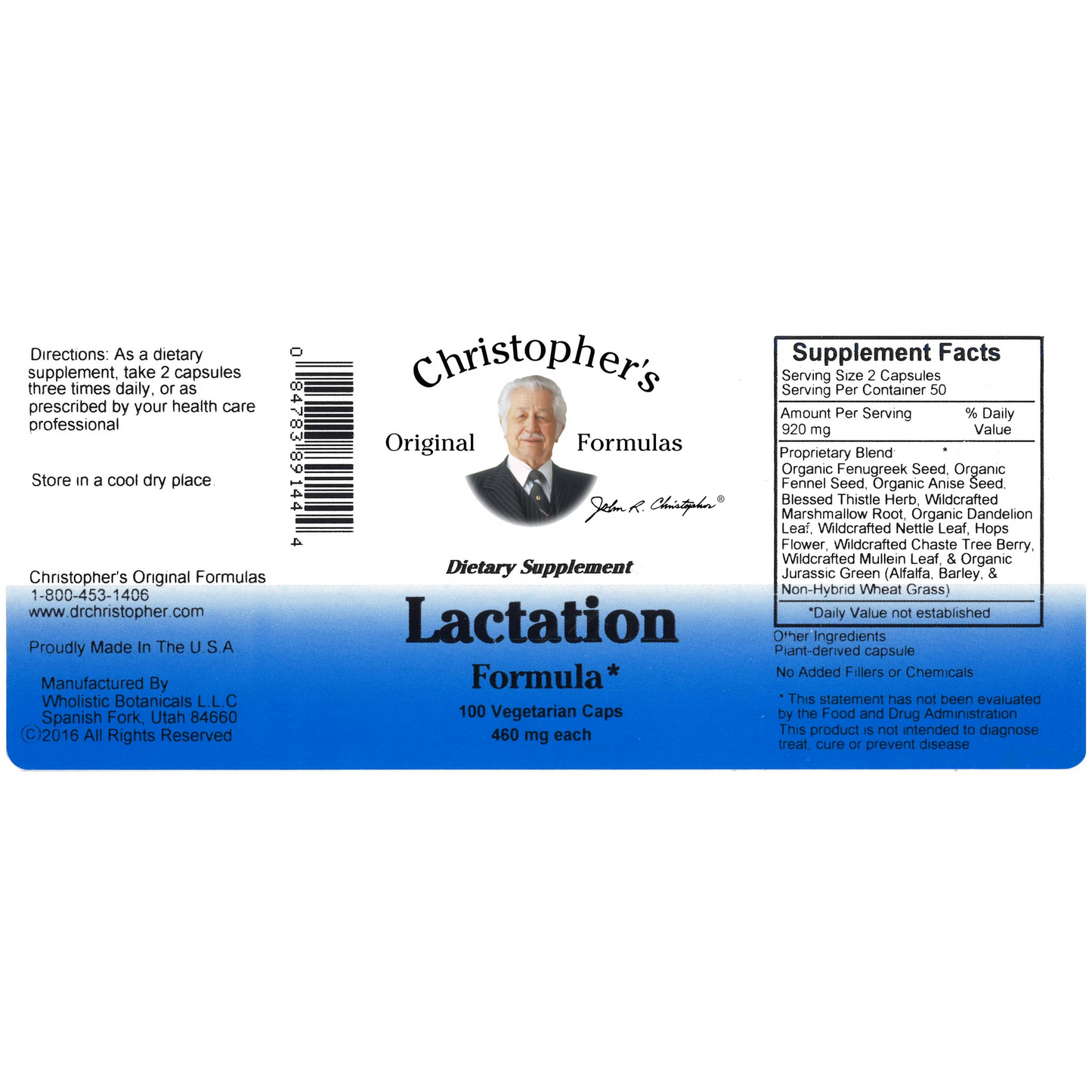 Lactation Formula Capsule (100 Capsules) - Dr. Christopher's Original Formulas