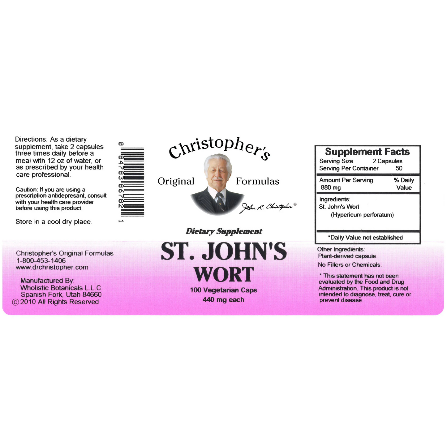 St. John's Wort Herb Capsule (100 Capsules) - Dr. Christopher's Original Formulas