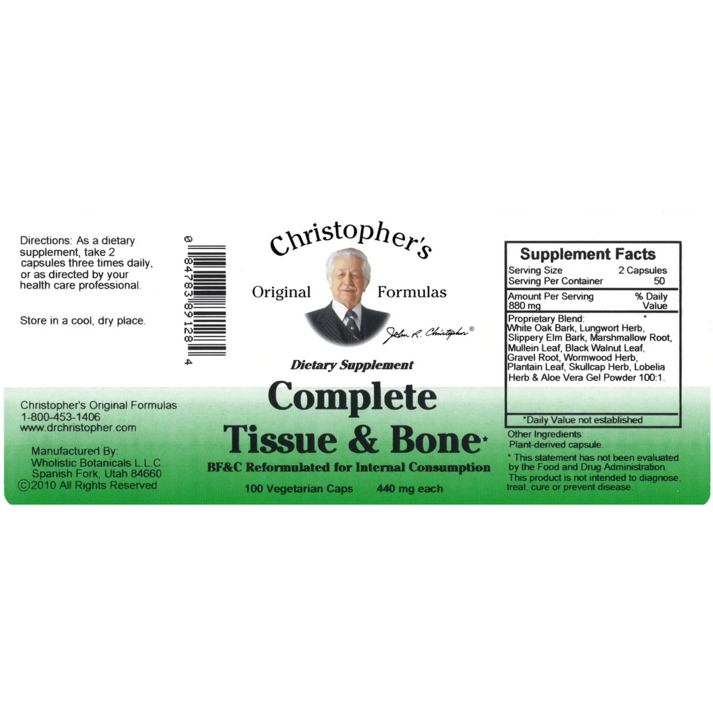 Complete Tissue & Bone (100 Capsules) - Dr. Christopher's Original Formulas