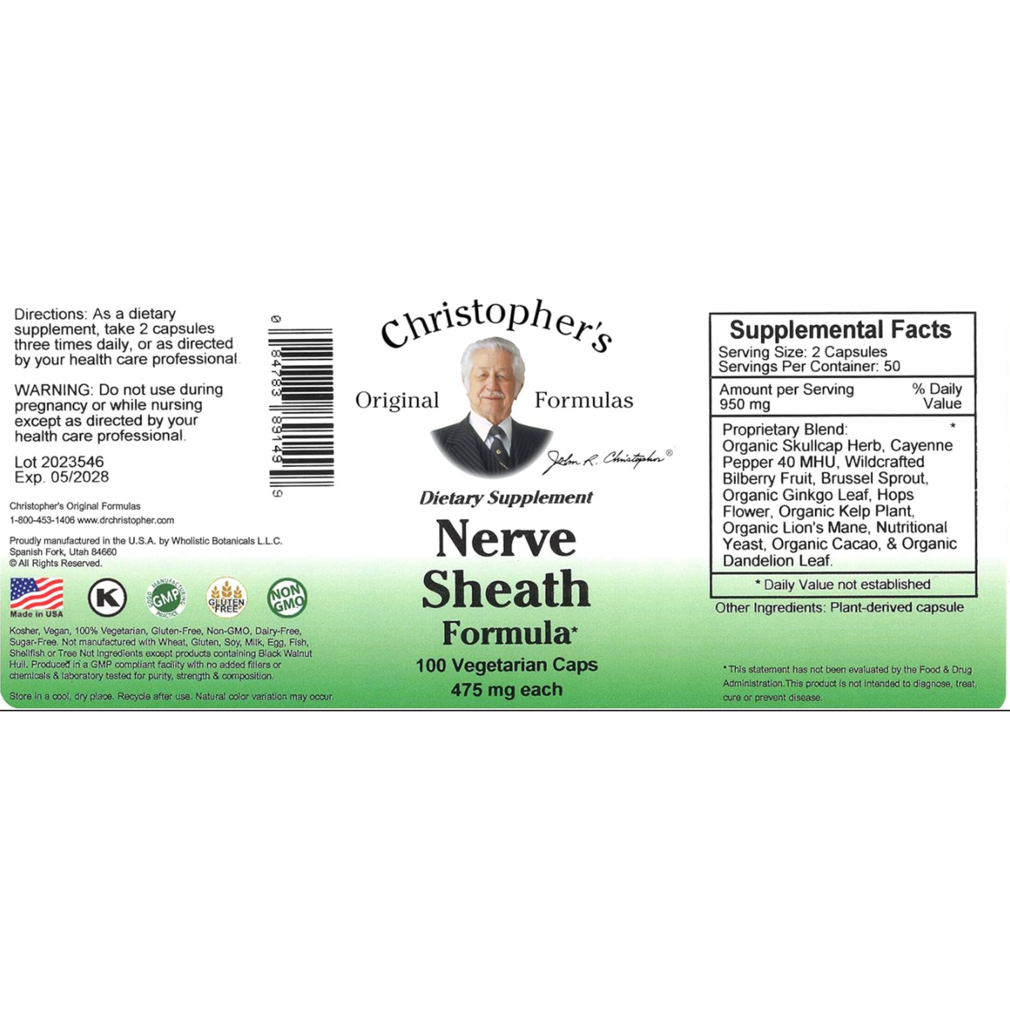 Nerve Sheath (100 Capsules) - Dr. Christopher's Original Formulas