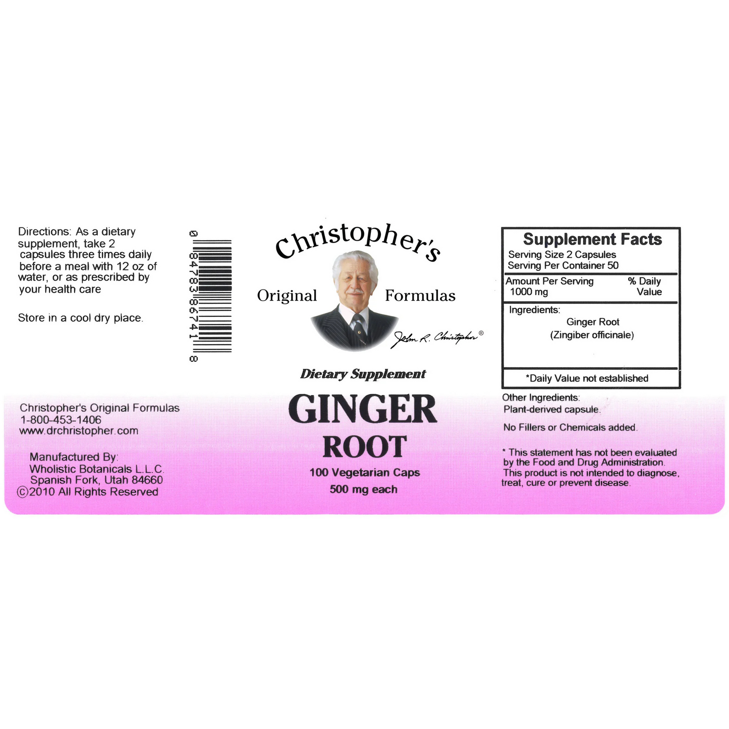 Ginger Root (100 Capsules) - Dr. Christopher Original Formulas